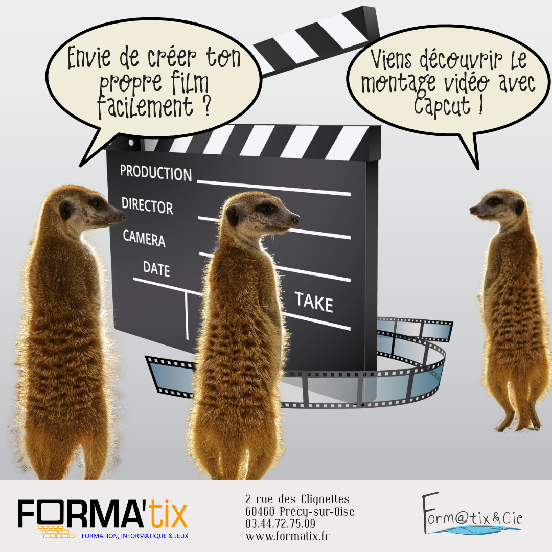 Affiche pour le cours d'informatique au magasin FORMATIX : apprendre capcut