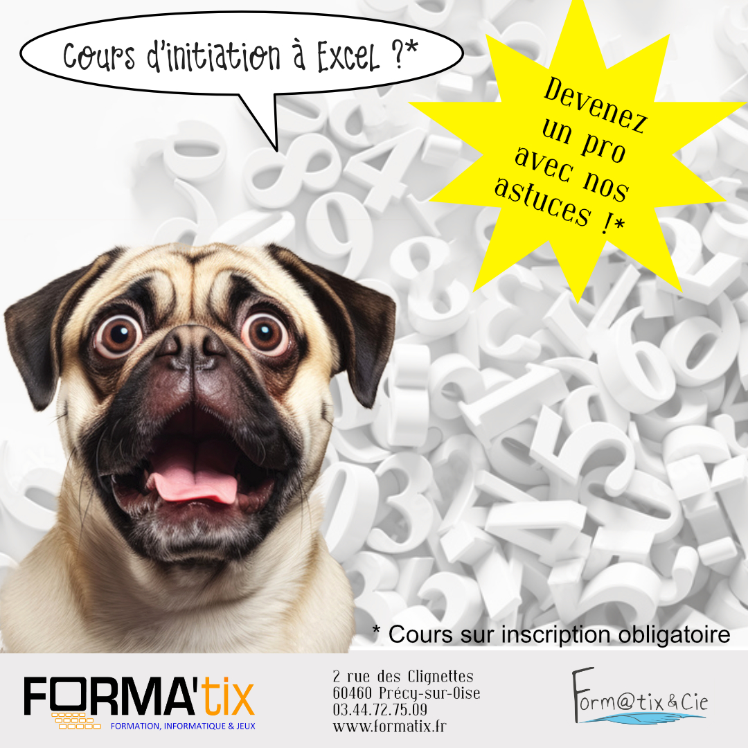 Affiche pour le cours d'informatique au magasin FORMATIX : Excel