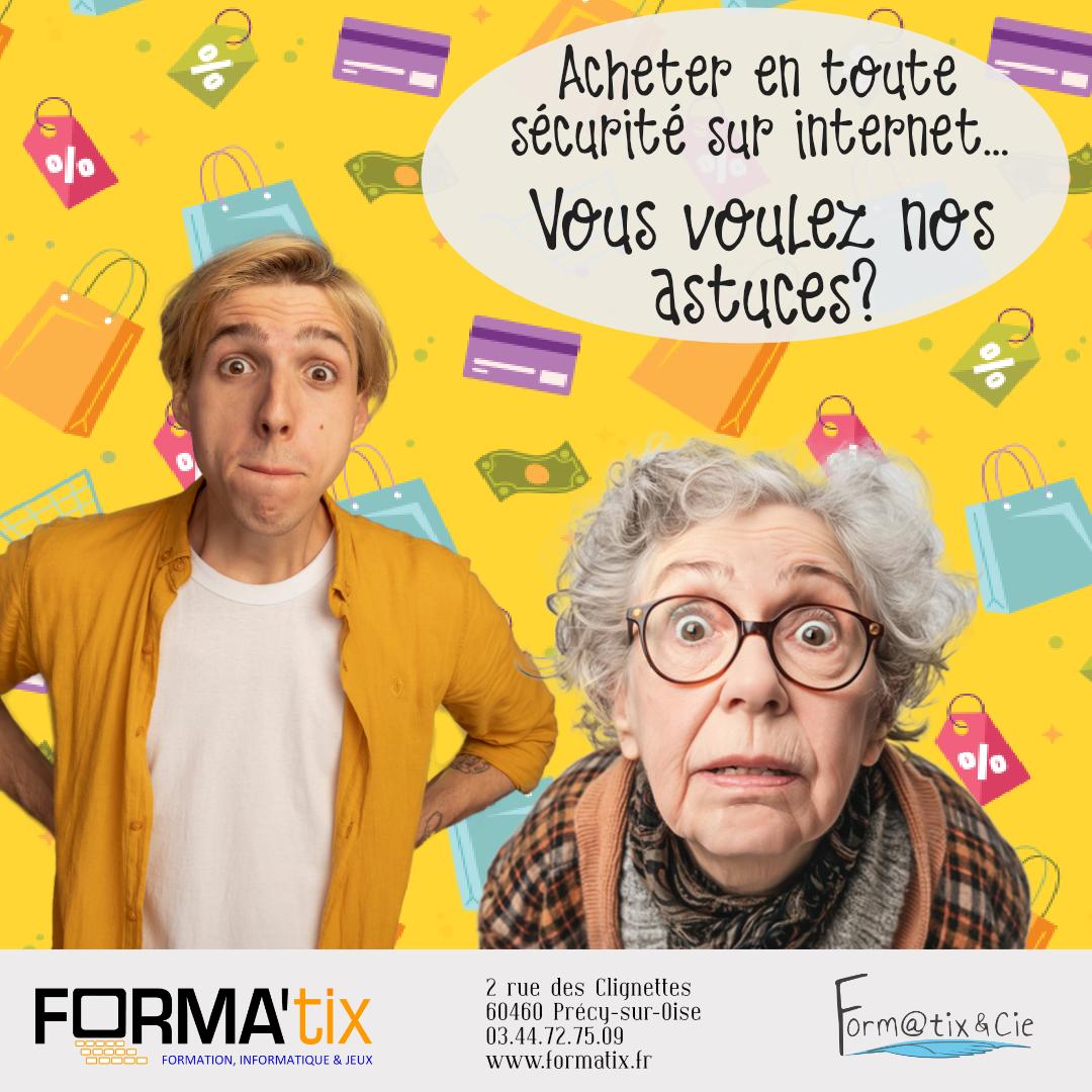 Affiche pour le cours d'informatique au magasin FORMATIX : achat sur internet